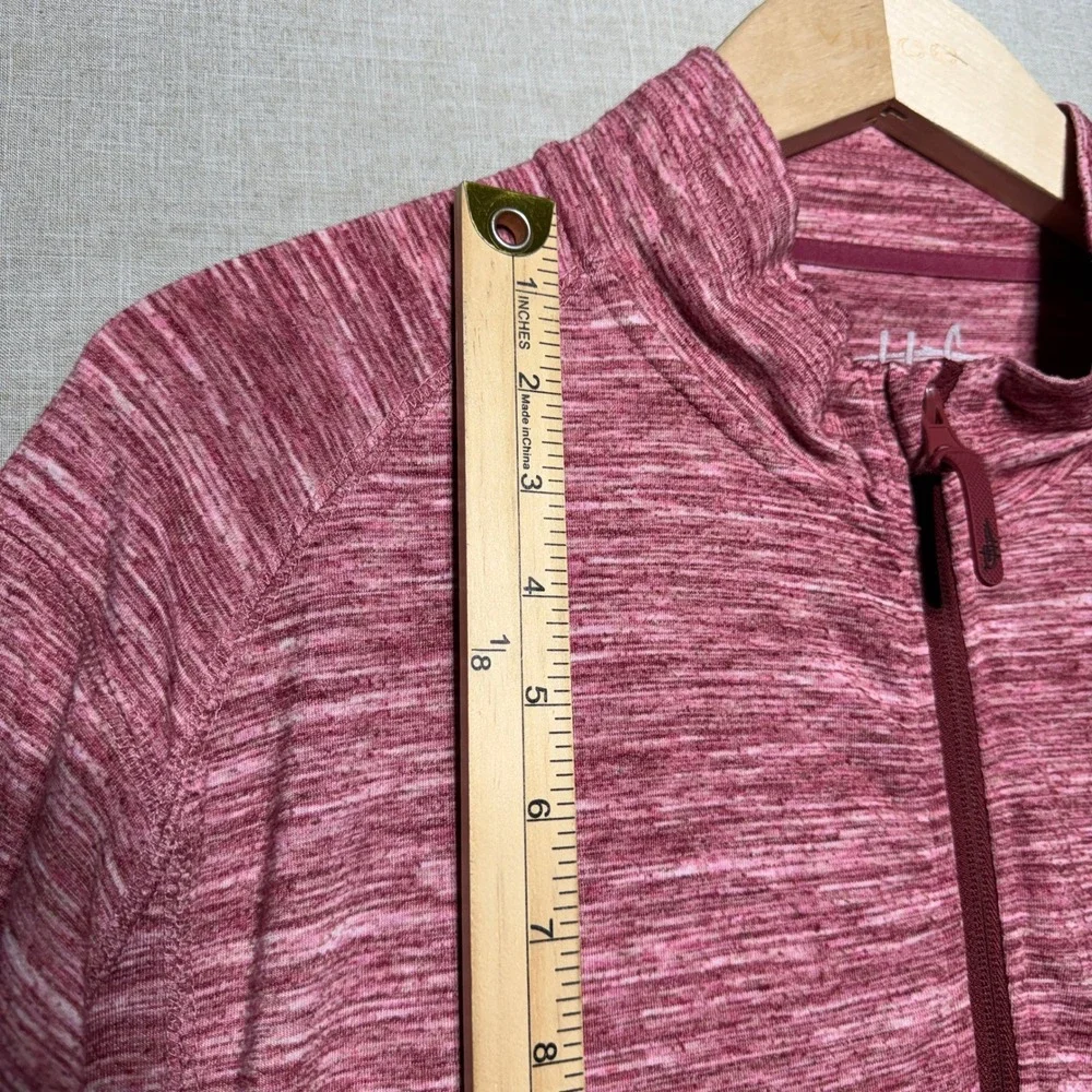 Reel Life 1/4 Zip Shirt Mens M Red Space Dye LS Performance Pullover Active